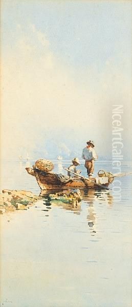 Fishermen Off Corfu Oil Painting by Angelos Giallina