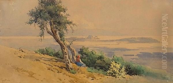 Admiring The View, Corfu Oil Painting by Angelos Giallina