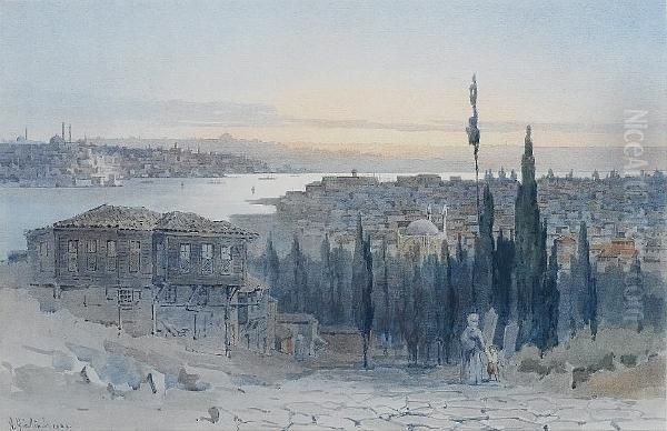 View Of Istanbul Oil Painting by Angelos Giallina