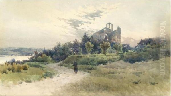 A Church By The Coast, Corfu Oil Painting by Angelos Giallina