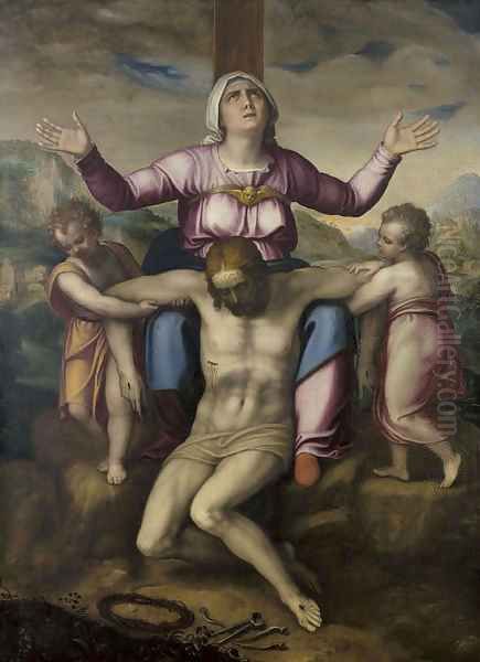 Pietà with two angels Oil Painting by Marcello Venusti