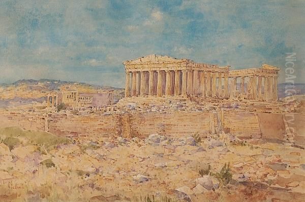 View Of The Acropolis Oil Painting by Angelos Giallina