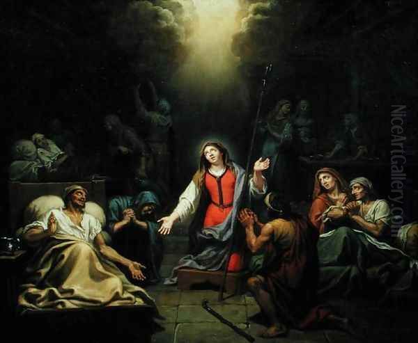 St. Genevieve Protecting the Ill, 1680 Oil Painting by Francois Verdier