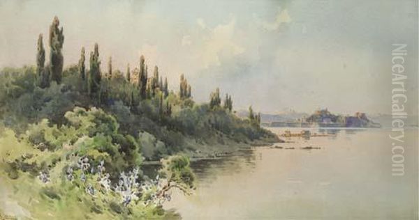 A View Of The Coast Of Corfu Oil Painting by Angelos Giallina