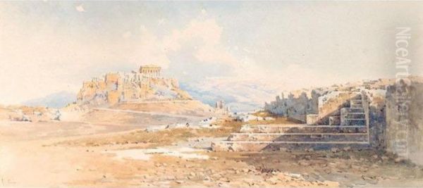 View Of The Acropolis Oil Painting by Angelos Giallina