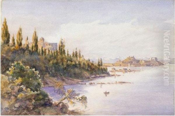 View Of Achilleion, Corfu Oil Painting by Angelos Giallina