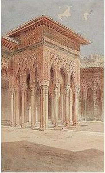 A Moorish Courtyard, Alhambra Oil Painting by Angelos Giallina