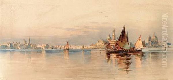 Venice, Seen From The Lagoon Oil Painting by Angelos Giallina