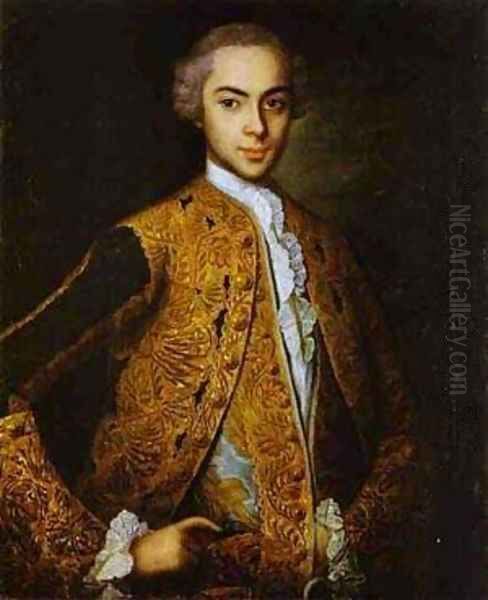 Portrait Of A Young Man 1750s Oil Painting by Ivan Vishnyakov