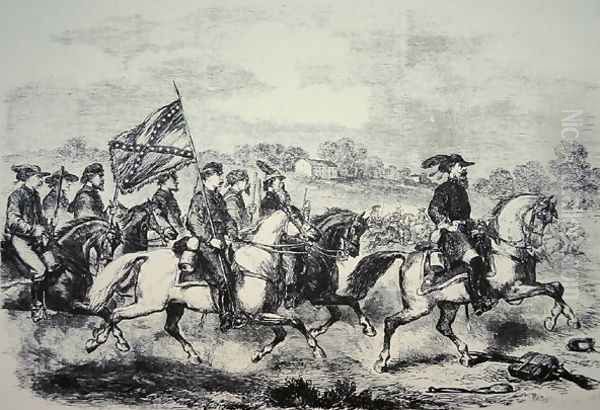 J.E.B. Stuart leading his men on the famous four day ride through enemy territory in June 1862 Oil Painting by Frank Vizetelly