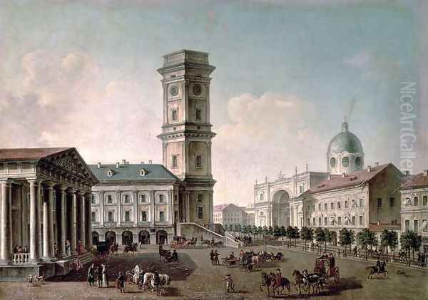 View of Nevsky Prospekt, St. Petersburg, 1810-20 Oil Painting by Timofei Alexeyevich Vasiliev