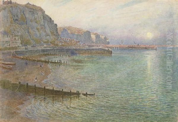 Sunset, The Whitby Coast Oil Painting by Harry Goodwin