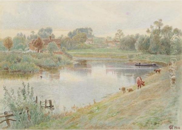 The River Bend Oil Painting by Harry Goodwin