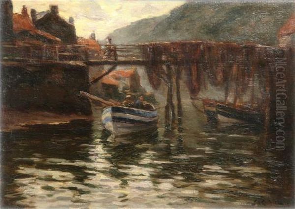 Fishing Boats Entering Polperro Harbour Oil Painting by Sidney Paul Goodwin