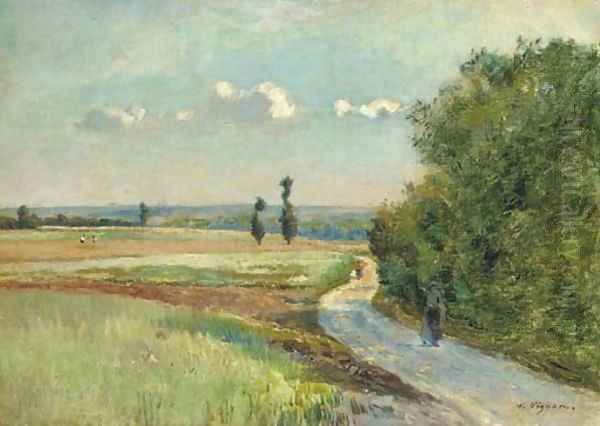 A path in a pastoral landscape Oil Painting by Victor-Alfred-Paul Vignon