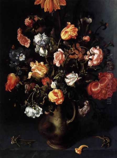 A Vase with Flowers 1613 Oil Painting by Jacob Woutersz Vosmaer