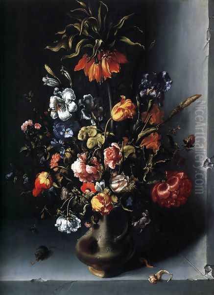 Still-Life of Flowers with a Fritillary in a Stone Niche c. 1613 Oil Painting by Jacob Woutersz Vosmaer