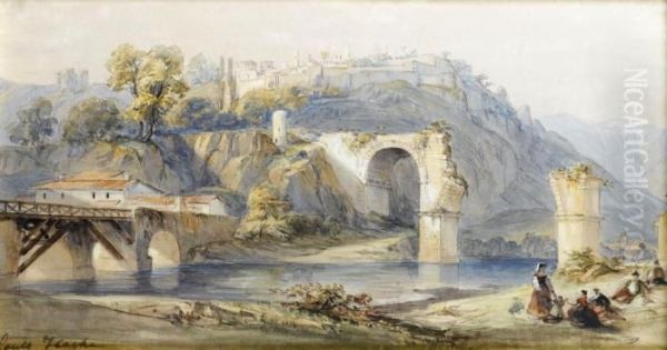 The Bridge At Narni Oil Painting by Louis Haghe