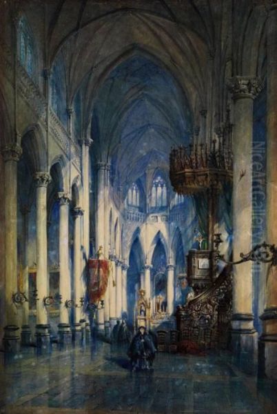 Inneres Einer Gotischen Kirche Mit Blickzum Chor Oil Painting by Louis Haghe