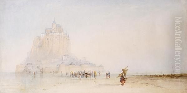 Mont St Michel Oil Painting by James Duffield Harding