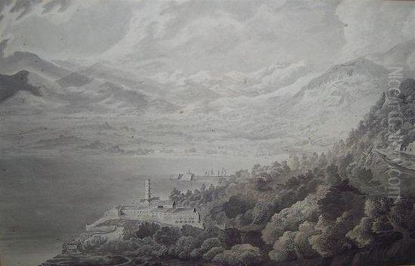 Italianate Lake Landscape Oil Painting by James Duffield Harding