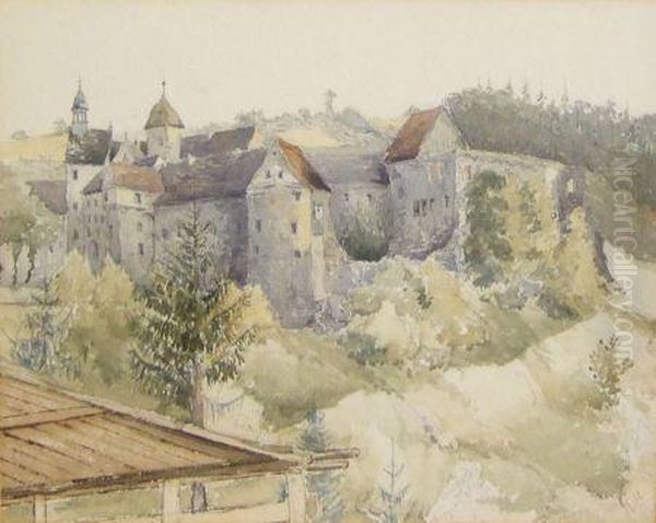 A Rhineland Castle Oil Painting by James Duffield Harding