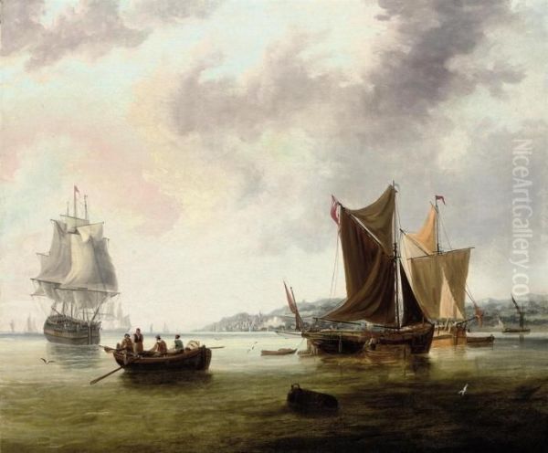 View Of Gravesend, Kent, With Shipping In The River Oil Painting by James Duffield Harding