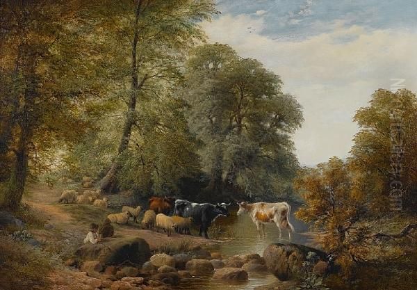 The Watering Place Oil Painting by James Duffield Harding