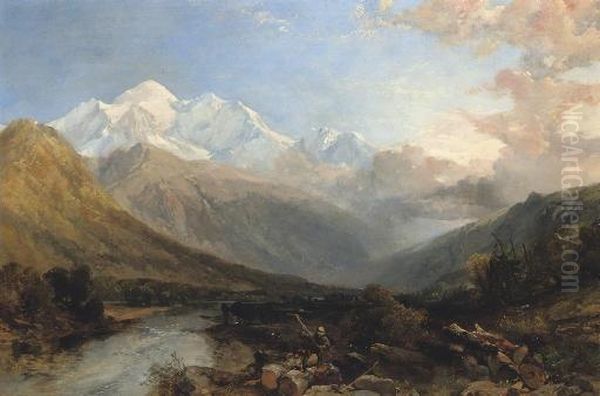 Mont Blanc From Between St. Martin And Sallanches Oil Painting by James Duffield Harding