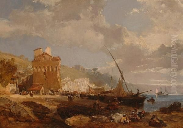 Italianate Coastal Scene. Oil Painting by James Duffield Harding