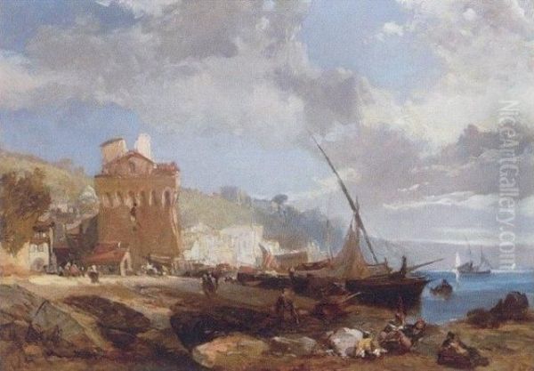 Italianate Coastal Scene Oil Painting by James Duffield Harding