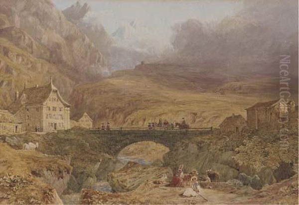 A View In The Bernese Oberland Oil Painting by James Duffield Harding