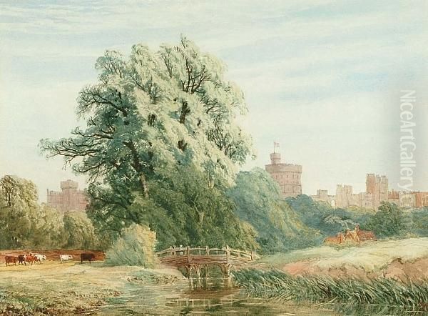 Windsor Castle From The Lower Meadow Oil Painting by James Duffield Harding