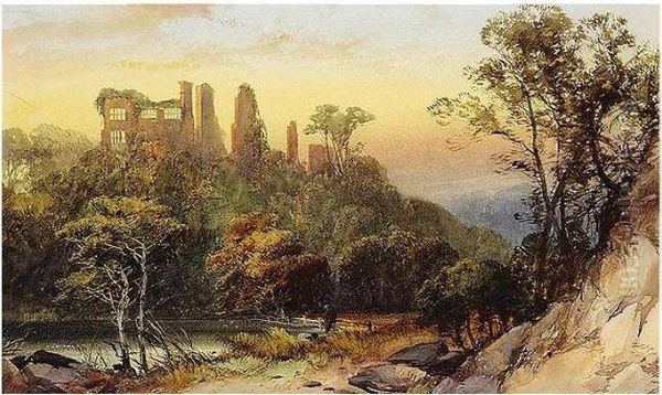 Berry Pomeroy Castle, Devon Oil Painting by James Duffield Harding