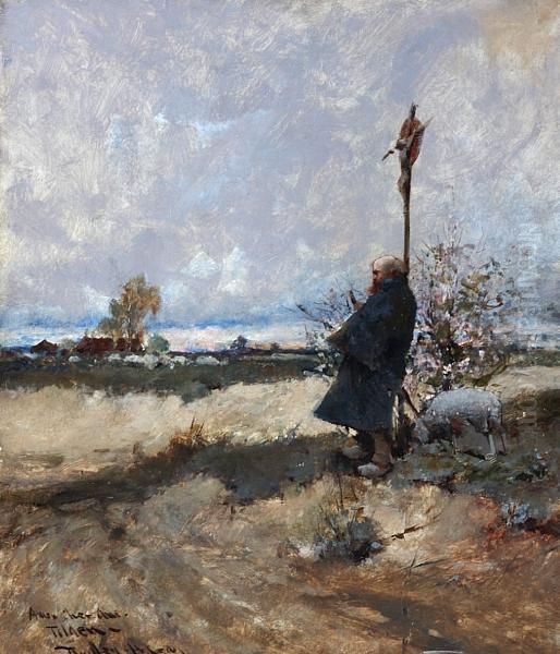 A Roadside Shrine Oil Painting by Dudley Hardy