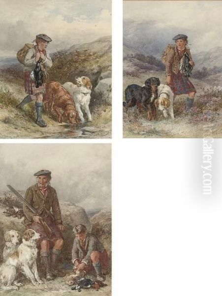 A Rough Shoot; Grouse For The Bag; And Returning Home Oil Painting by James Jnr Hardy