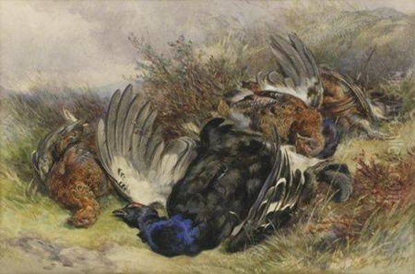 Dead Grouse And Blackcock Oil Painting by James Jnr Hardy