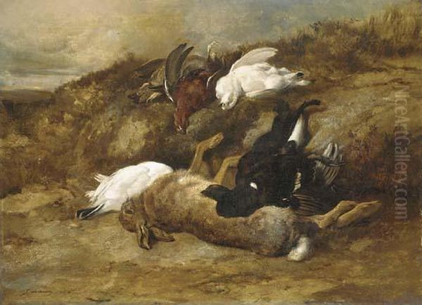 Dead Game In A Landscape Oil Painting by James Jnr Hardy