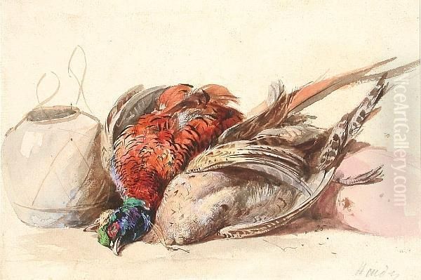 Still Life Of Pheasants Oil Painting by James Jnr Hardy