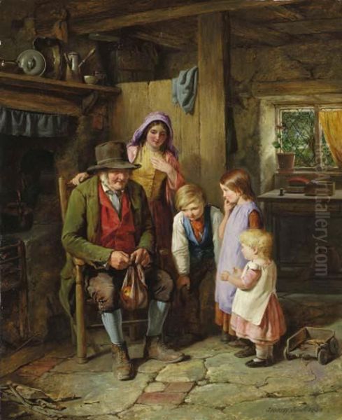 A Welcome Visitor Oil Painting by James Jnr Hardy