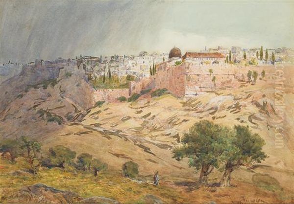 Jerusalem From The Bethlehem Road Oil Painting by Henry Andrew Harper