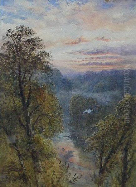 On The River Greta Yorkshire Oil Painting by Henry Andrew Harper