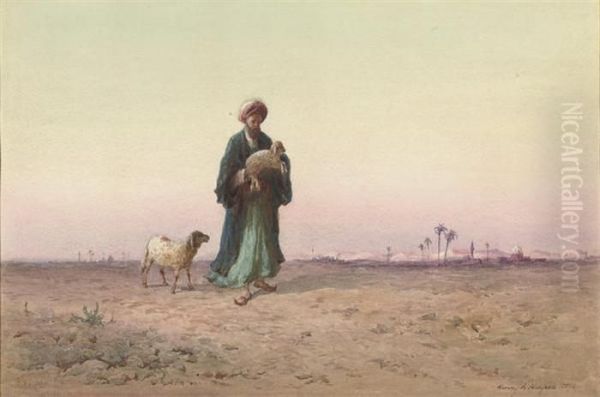 The Lost Sheep (illustrated); And A Procession Oil Painting by Henry Andrew Harper