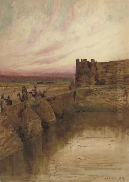 Sunset Over The Holy Land Oil Painting by Henry Andrew Harper