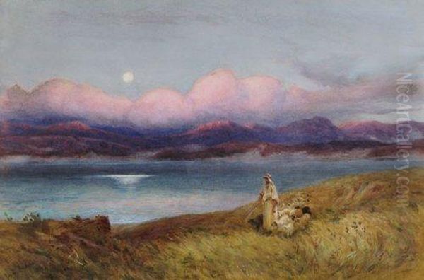 Moon Over The Sea Of Galilee Oil Painting by Henry Andrew Harper