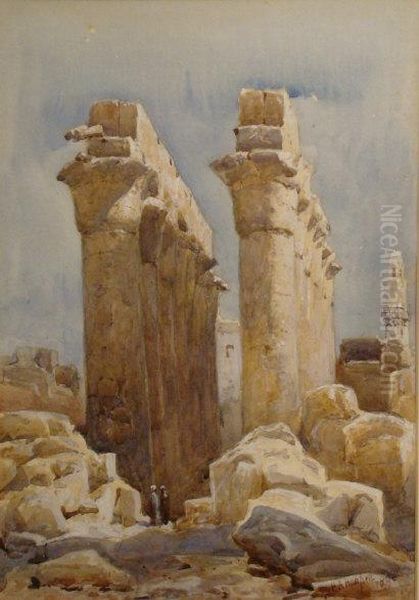 Columns At Karnak, Egypt Oil Painting by Henry Andrew Harper