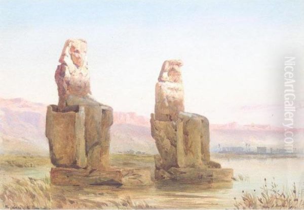 The Colossi Of The Plain Of Thebes Oil Painting by Henry Andrew Harper