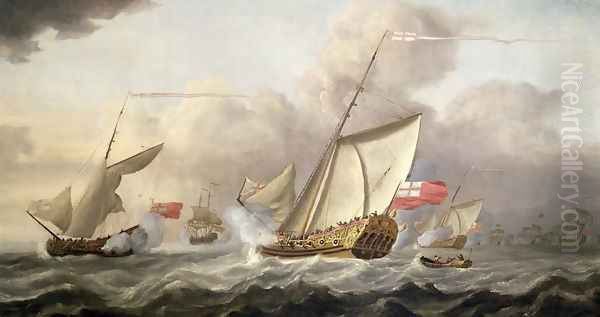 The Royal Yacht Mary Exchanging Salutes Oil Painting by Cornelis van de Velde