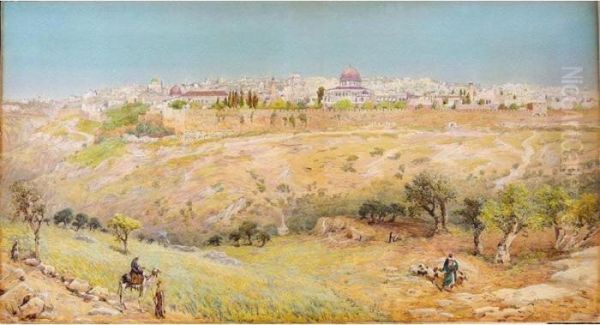 Jerusalem From The Mount Of Olives Oil Painting by Henry Andrew Harper