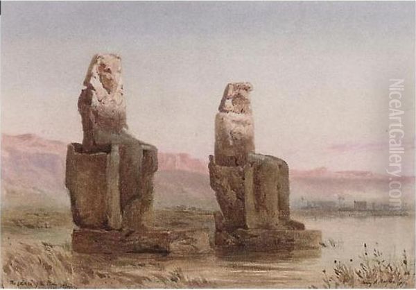 The Colossi Of The Plain Of Thebes Oil Painting by Henry Andrew Harper